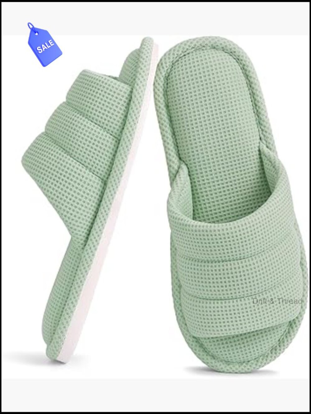Waffle Open Toe Slippers for Women Men Breathable Indoor Home Shoes Memory Foam